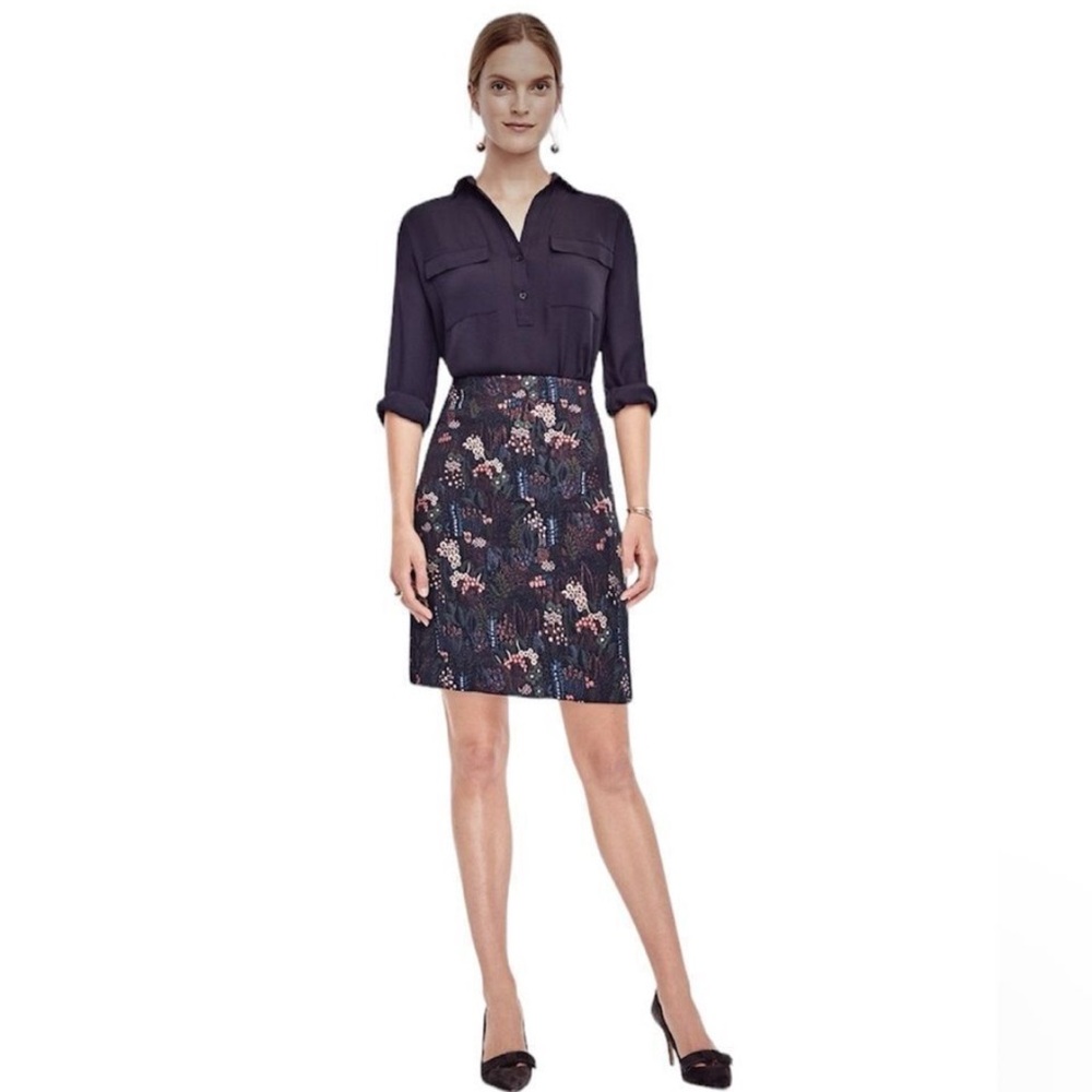 Ann Taylor Night Garden Jacquard Skirt